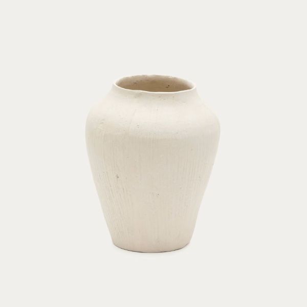 VASE ANSE 22 CM PAPIER MACHE BLANC