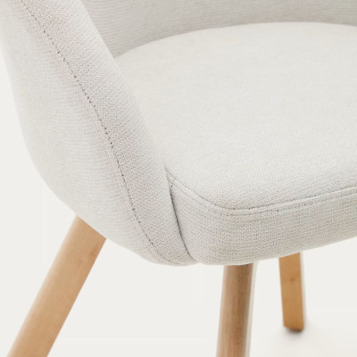 CHAISE GIRATOIRE MARVIN CHENILLE BEIGE FINITION CHÊNE  2