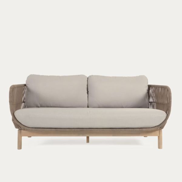 CATALINA 3-SEATER SOFA IN BEIGE ROPE AND ACACIA WOOD
