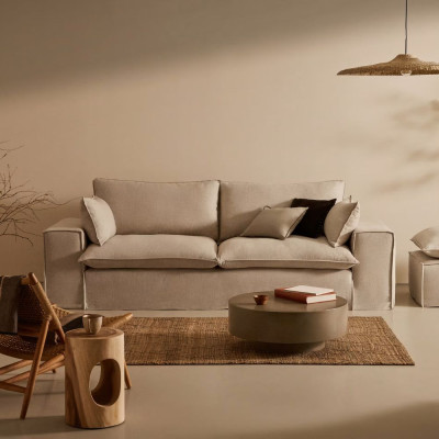 CANAPE DEHOUSSABLE ANARELA 3 PL LIN BEIGE  280 CM 2