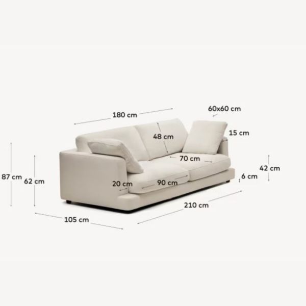CANAPE GALA 3 PL BLANC 210 CM