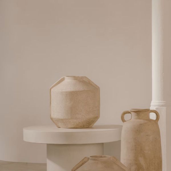 MEJA PAPER MACHE BEIGE VASE
