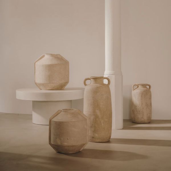 VASE MEJA 47 CM PAPIER MACHE BEIGE