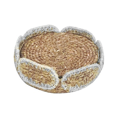 SET DE 4 DESSOUS DE VERRE PRIMITIF NATUREL BLANC