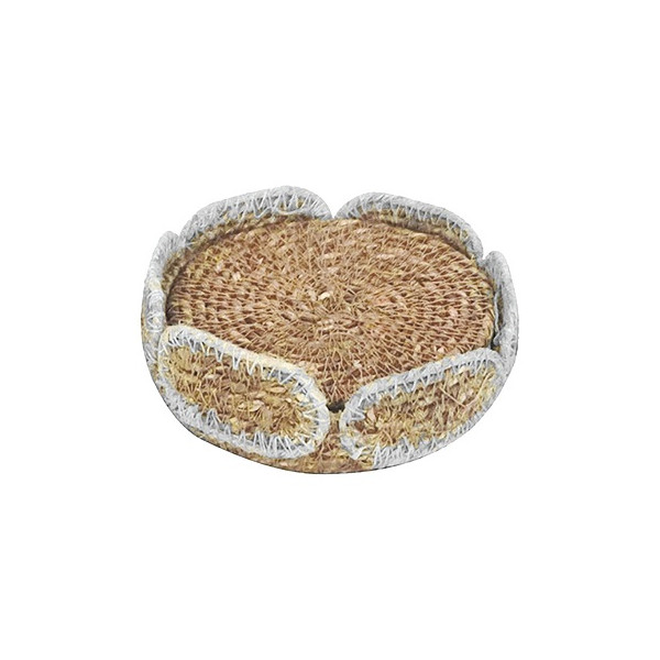 SET DE 4 DESSOUS DE VERRE PRIMITIF NATUREL BLANC