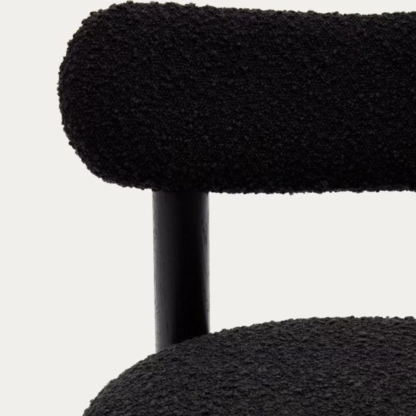 NEBAI CHAIR IN WHITE BOUCLETTE AND OAK WOOD STRUCTURE WITH