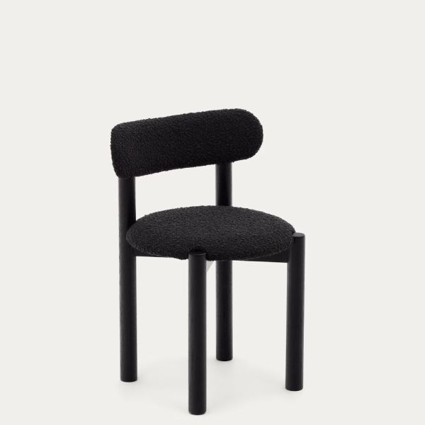 NEBAI CHAIR IN WHITE BOUCLETTE AND OAK WOOD STRUCTURE WITH