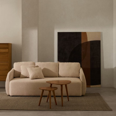 CANAPE - LIT LAIRA 3 PLACES225 CM CHENILLE ECRU 2