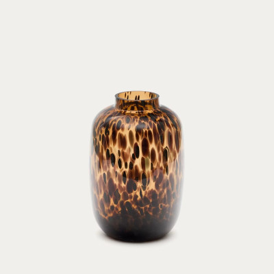 VASE PANTH 25.5CM VERRE MARRON