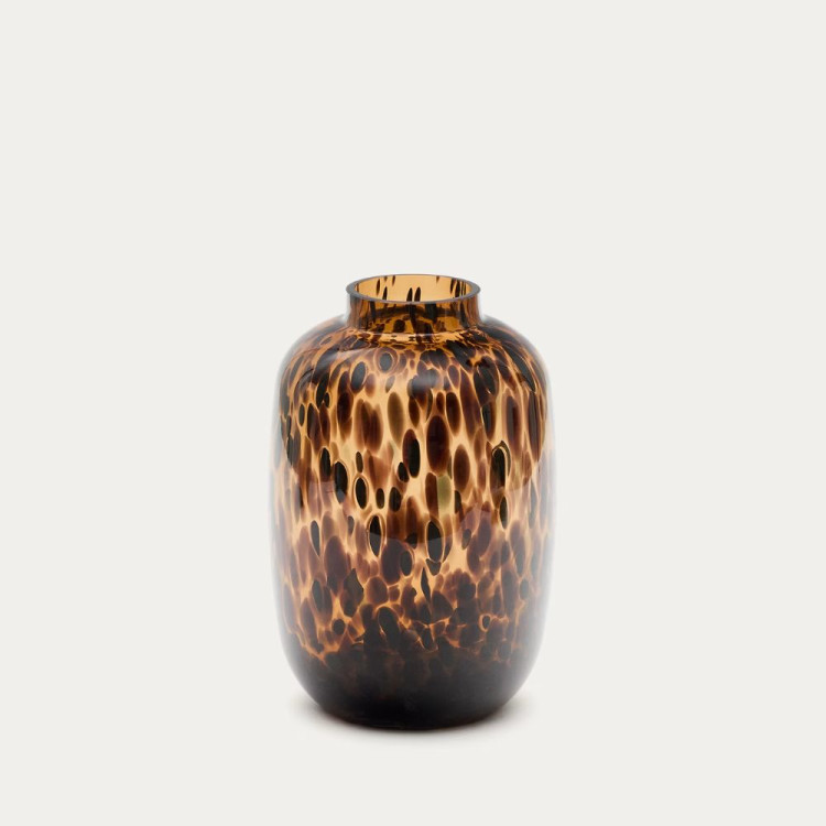 VASE PANTH 25.5CM VERRE MARRON