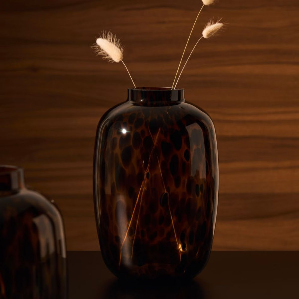 VASE PANTH 25.5CM VERRE MARRON