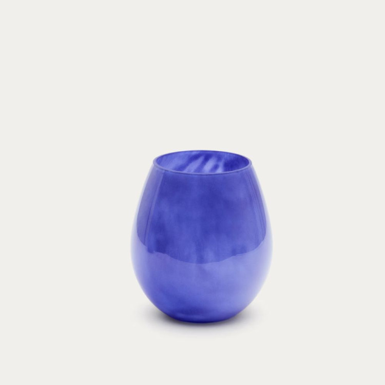 VASE KELSE 21 CM VERRE BLEU