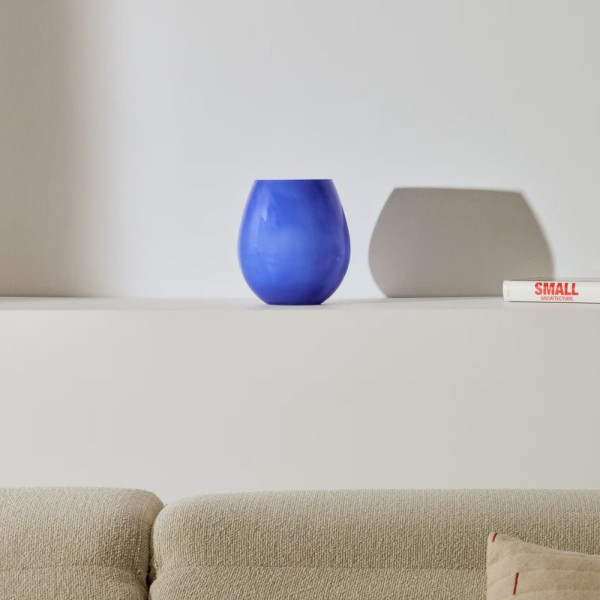 VASE KELSE 21 CM VERRE BLEU