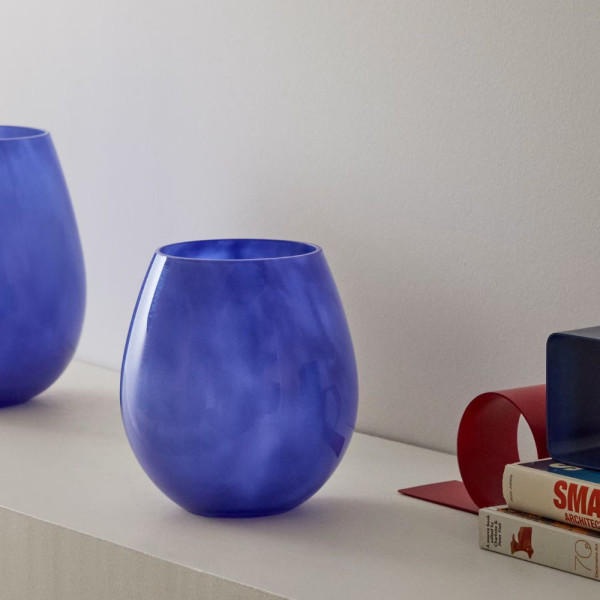 VASE KELSE 21 CM VERRE BLEU