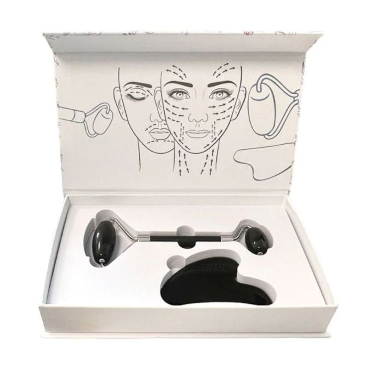 PACK MASSAGE GUA SHA ET ROULEAU OBSIDIENNE NOIRE A