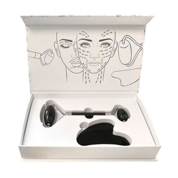 PACK MASSAGE GUA SHA ET ROULEAU OBSIDIENNE NOIRE A