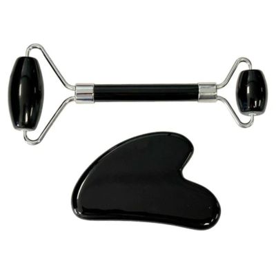 PACK MASSAGE GUA SHA ET ROULEAU OBSIDIENNE NOIRE A