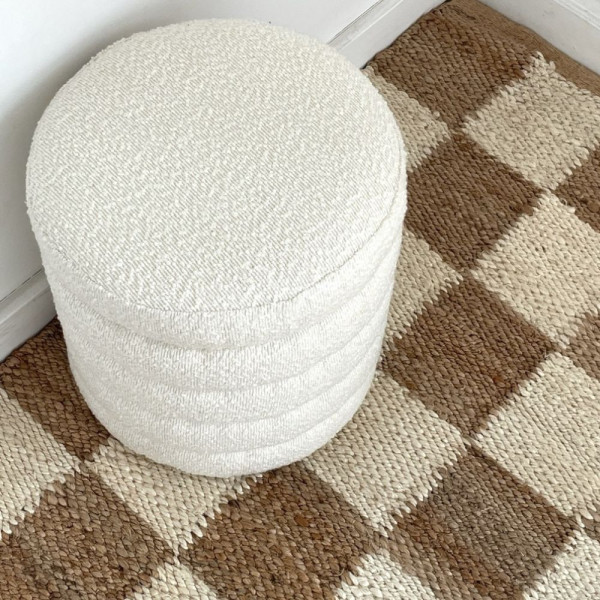 TABOURET COFFRE BOUCLETTE NOE 37 CM ECRU