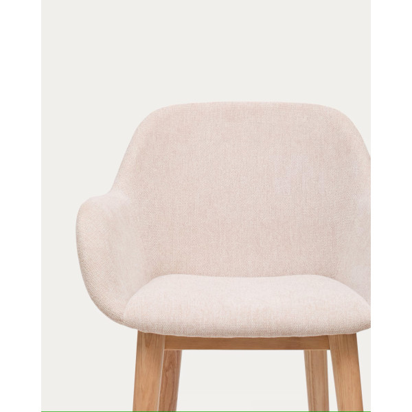 TABOURET KONNA BEIGE ET PIEDS FRÊNE CLAIRE 65 CM - 2 COLIS