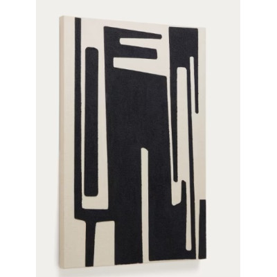 TABLEAU SALMI 100 X 70CM LIN BEIGE ET NOIR