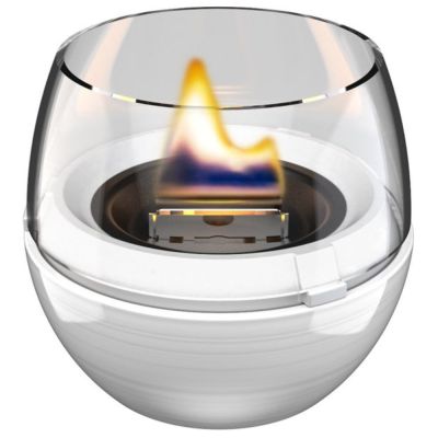TULIP CANDLE 14 WHITE REACTIVE GLASS