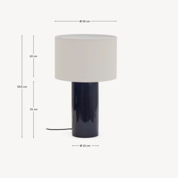 LAMPE DE TABLE TONERIC CERAMIQUE BLEU COTON