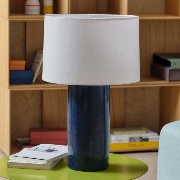 LAMPE DE TABLE TONERIC CERAMIQUE BLEU COTON