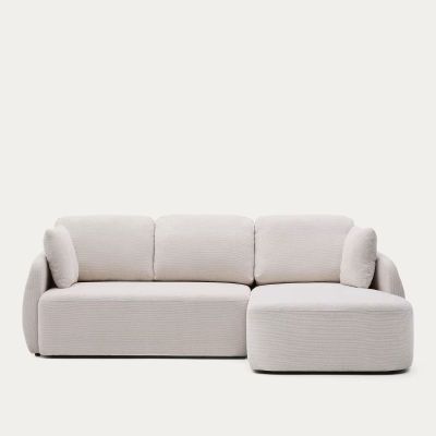 CANAPE - LIT 3 PL LAIRA 246 CM MERIDIENNE DROITE CHENILLE ECRU