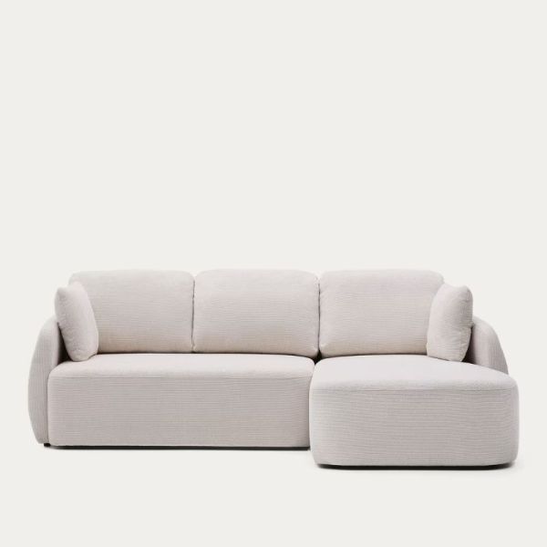 CANAPE - LIT 3 PL LAIRA 246 CM MERIDIENNE DROITE CHENILLE ECRU