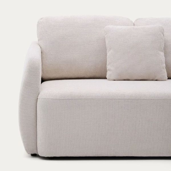 CANAPE - LIT 3 PL LAIRA 246 CM MERIDIENNE DROITE CHENILLE ECRU