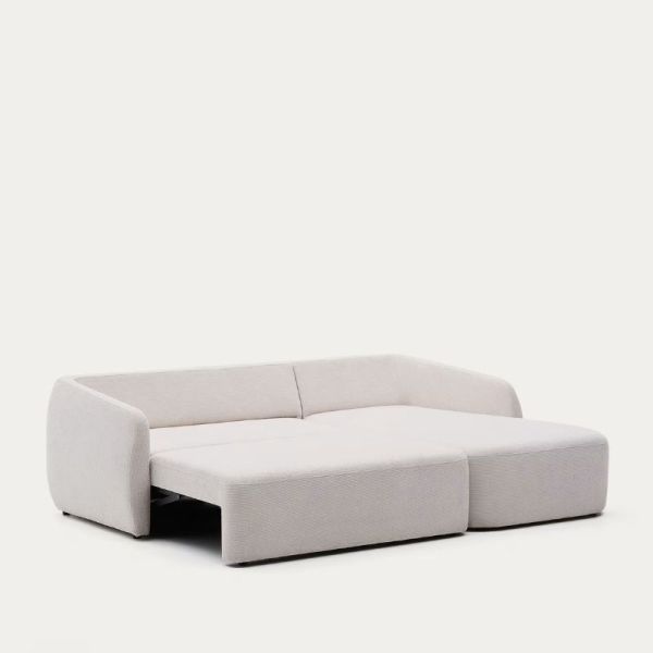 CANAPE - LIT 3 PL LAIRA 246 CM MERIDIENNE DROITE CHENILLE ECRU