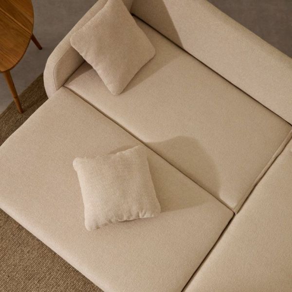 CANAPE - LIT 3 PL LAIRA 246 CM MERIDIENNE DROITE CHENILLE ECRU
