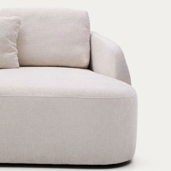 CANAPE - LIT 3 PL LAIRA 246 CM MERIDIENNE DROITE CHENILLE ECRU