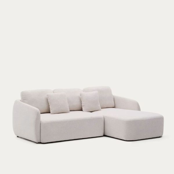 CANAPE - LIT 3 PL LAIRA 246 CM MERIDIENNE DROITE CHENILLE ECRU