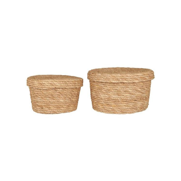 ENSEMBLE DE 2 PANIERS AVEC COUVERCLE JONC DE MER NATUREL