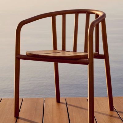 CHAISE EMPILABLE EXTERIEURE TURQUETA TECK  2