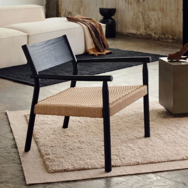 FAUTEUIL YALIA BOIS FINITION CHENE NOIR ET CORDE