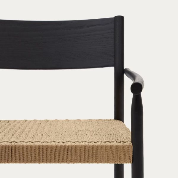 FAUTEUIL YALIA BOIS FINITION CHENE NOIR ET CORDE