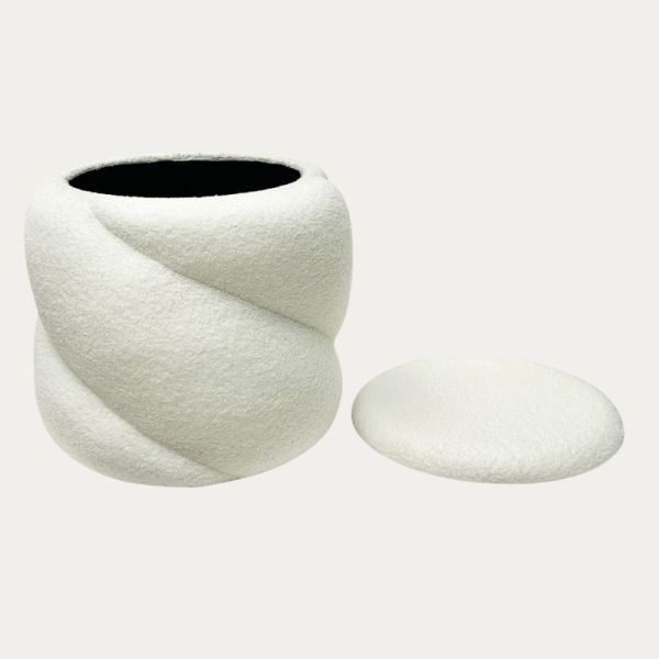 TABOURET COFFRE AURELIE TEDDY BLANC