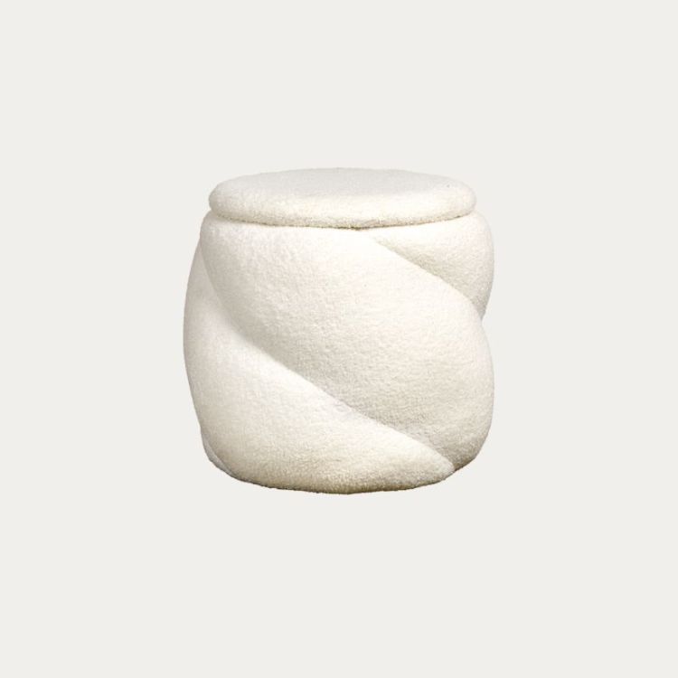 TABOURET COFFRE AURELIE TEDDY BLANC