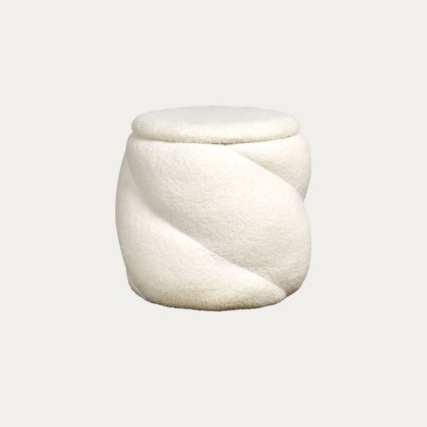 TABOURET COFFRE AURELIE TEDDY BLANC