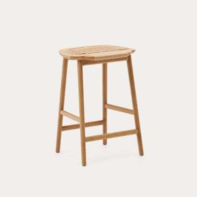 TABOURETENIT CORDE PAPIER BEIGE ET BOIS CHENE FIN NAT 65CM