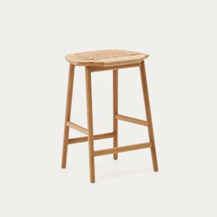 TABOURETENIT CORDE PAPIER BEIGE ET BOIS CHENE FIN NAT 65CM