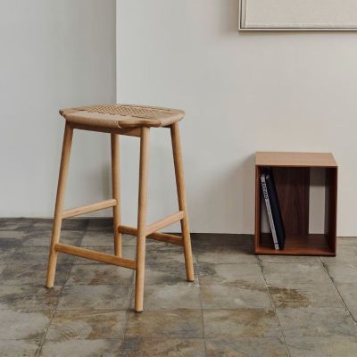 TABOURETENIT CORDE PAPIER BEIGE ET BOIS CHENE FIN NAT 65CM 2
