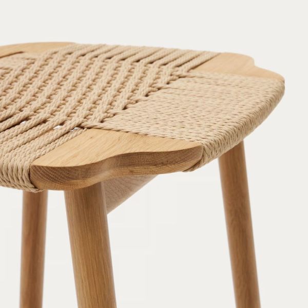 TABOURETENIT CORDE PAPIER BEIGE ET BOIS CHENE FIN NAT 65CM
