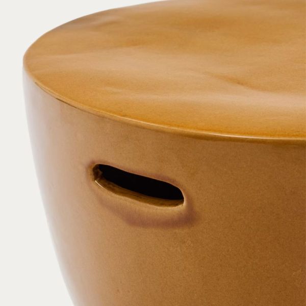 TABLE D APPOINT EXTERIEURE MESQUIDA CERAMIQUE MOUTARDE 