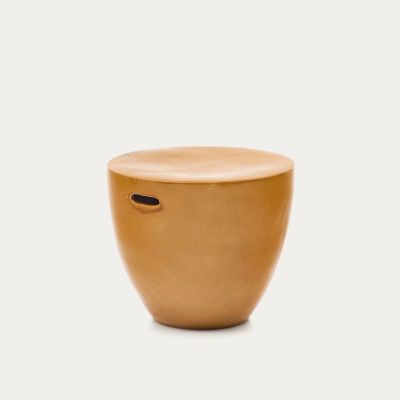 TABLE D APPOINT EXTERIEURE MESQUIDA CERAMIQUE MOUTARDE 