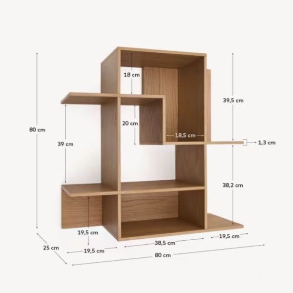 ETAGERE MODULABLE INA 80 CM X 80 CM BOIS FINITION CHENE - 1 COLIS