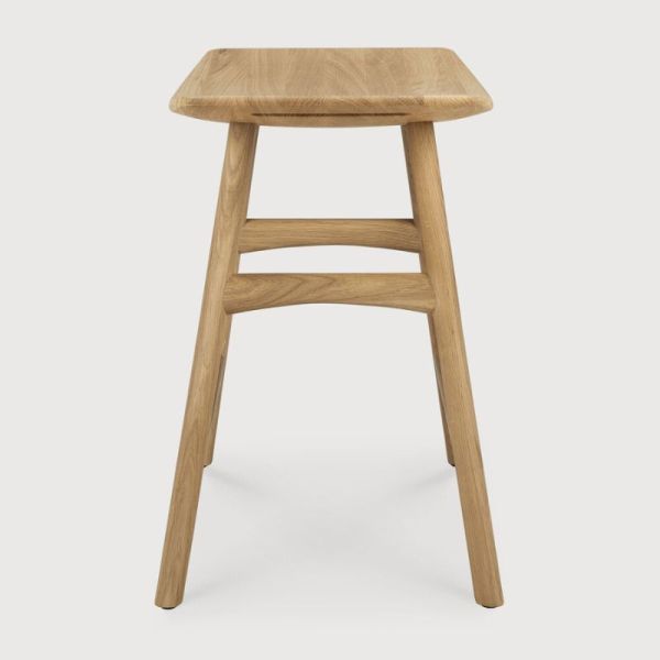 TABOURET OSSO 48 CM CHENE CUIR FINITION VERNI