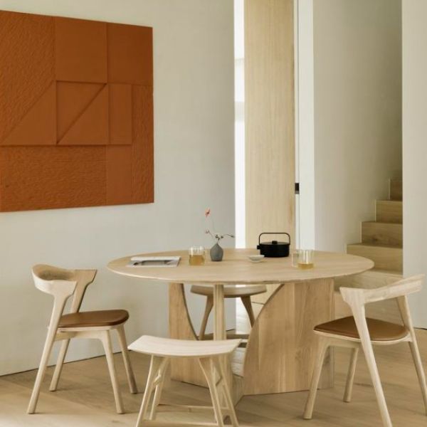TABOURET OSSO 48 CM CHENE CUIR FINITION VERNI 